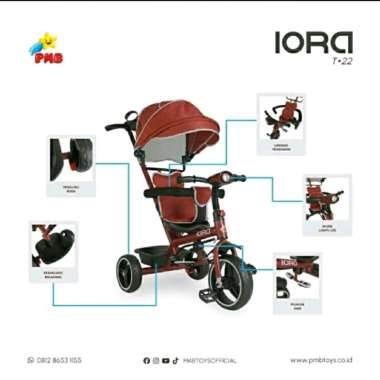 Stroller Sepeda Anak Roda Tiga PMB Iora T-22 Tricycle T22 Canopy T 22