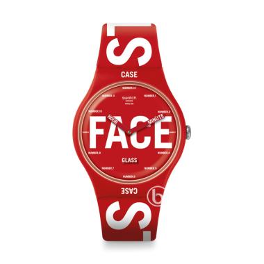 SWATCH Swatchid SUOR11 Original Swiss Made Jam Tangan Red White
