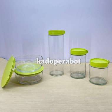 toples+mangkok tutup kaca set - toples kaca 1set - tempat makanan 1set