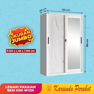 Lemari Pakaian Besi | Lemari Baju 2 Pintu Sliding KRS W12N-Karsindo