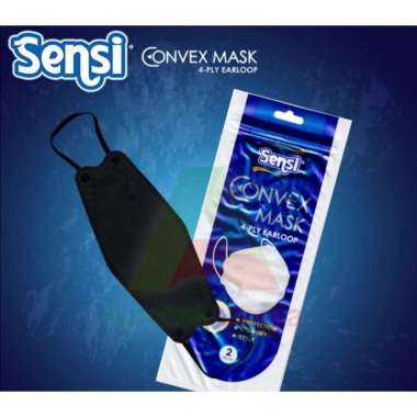 Masker evo plusmed 3 ply earloop surgical face mask Sensi Convex Hitam