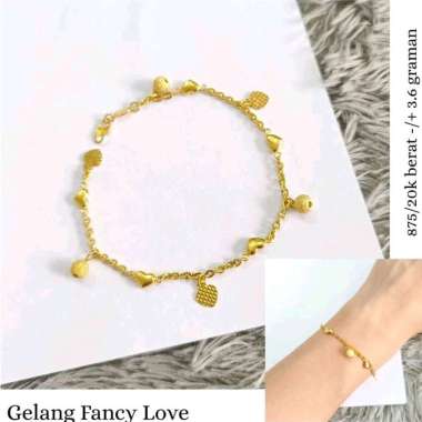 gelang fancy model variasi bola pasir love elegant emas asli