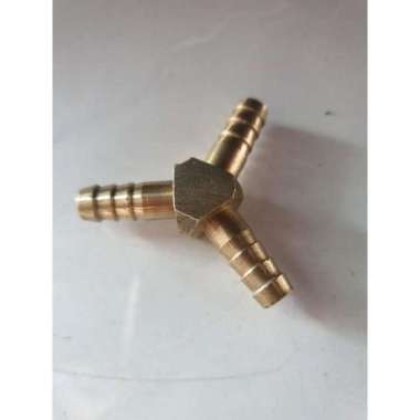 Nepel Selang Cabang 3 Sambungan Selang Air Gas Kuningan 1/4" Cabang 3