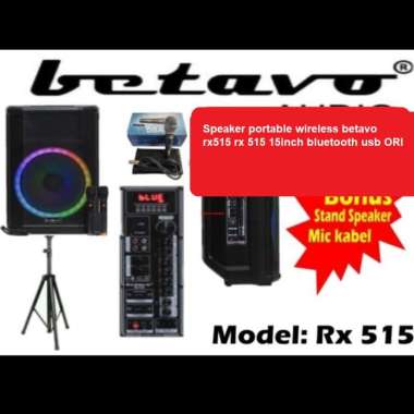 Speaker portable wireless betavo rx515 rx 515 15inch bluetooth usb OR Hitam