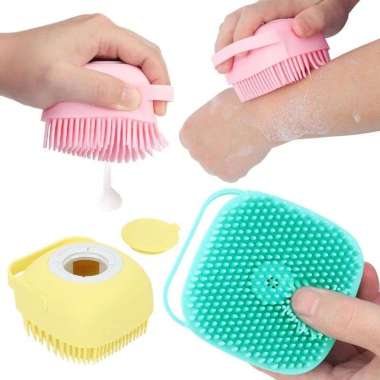 SIKAT MANDI SILIKON LEMBUT DISPENSER SABUN MULTIFUNGSI GOSOK BADAN SPON MANDI BALITA Kuning