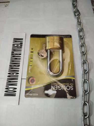 paket kunci gembok soligen computer key 50 mm anti maling rantai 5 mm