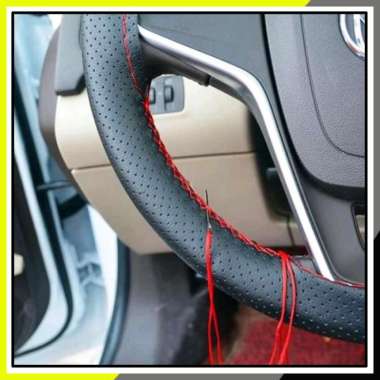 [0437] Cover Setir Stir Mobil Jahit Sarung Setir Stir Mobil Kulit Jahit Benang Hitam