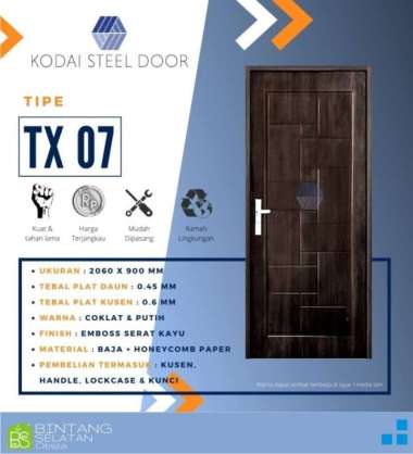 KODAI DOOR TX 07/ PINTU BAJA RINGAN MOTIF KAYU LEBIH KUAT TAHAN LAMA