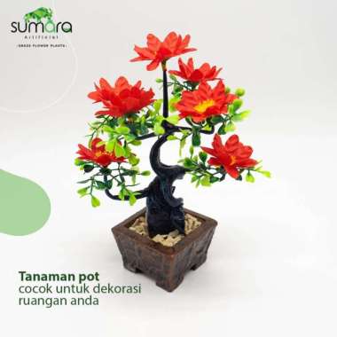 Bunga Artificial / Bunga Sintetis Semanggi Kecil - Orange Merah