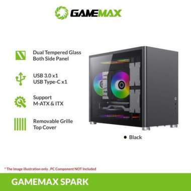 Casing Komputer - PC Case Gaming Gamemax Spark M-ATX Abu-abu
