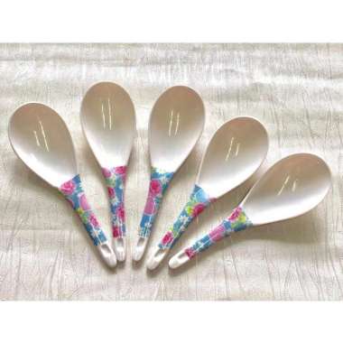 Sendok Nasi Melamine Motif Gagang Bunga / Centong Sayur / Nasi