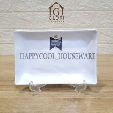 GLORI Premium Melamin 17x11x2cm | Piring Ceper Gelombang Segi Y4007 Putih