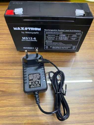 Aki Kering 6V 12Ah + Charger Mobilan Motor Mainan Anak