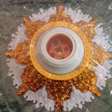 FITTING LAMPU PLAFON ARTISTIK 15 cm * 15 cm/ fitting lampu hias plafon emas putih