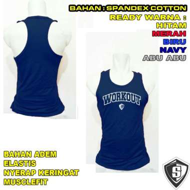 SInglet Fitnes Pria Workout Gym Fitnes Pakaian Musclefit L