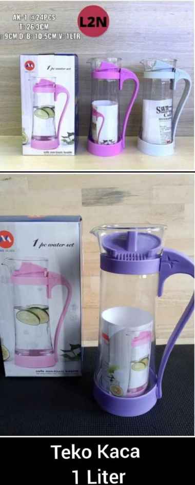 TEKO KACA UKURAN 1 LITER TEKO PITCHER TEKO MINUM KACA TEKO FOOD GRADE