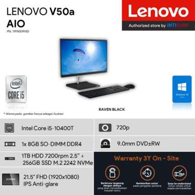 Lenovo AIO V50a 11FN009VID, i5-10400T, 8GB DDR4 , 1TB HDD+256GB M.2 SSD ,Win 10 , AIO 21,5”