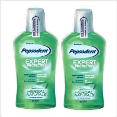Pepsodent Mouthwash Expert Protection Herbal Naturals 300 Ml Twin Pack