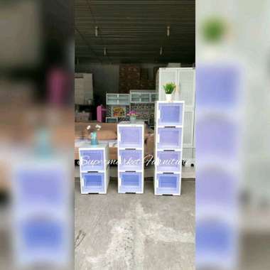 AKAKO RAK PIRING SUSUN PLASTIK PINTU TRANSPARAN MINI DISH RACK LEMARI DAPUR SUSUN 4 TANPA BUBBLE