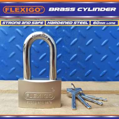 GEMBOK ANTI MALING FLEXIGO 60 mm PANJANG, SILINDER KUNINGAN anti KIMIA