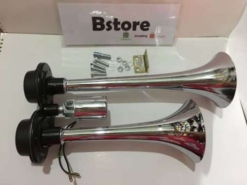Klakson Angin 2 Trompet Air Horn Universal Truk 24V Panjang 31Cm