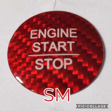 Cover Tombol Start Stop Engine Carbon Kevlar Honda Crv Jazz Civi - Merah