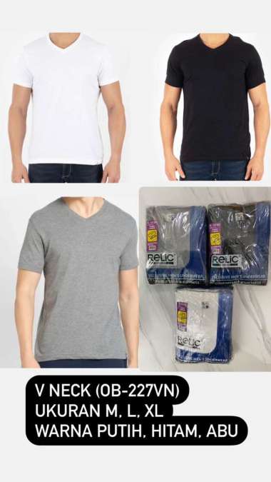 Kaos Dalam Oblong T Shirt Crew Neck V Neck Pria Relic Lengan Pendek CREW NECK PUTIH M