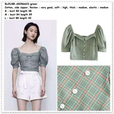 AB256623 Baju Atasan Wanita Kemeja Pendek Crop Top Blouse Korea Import