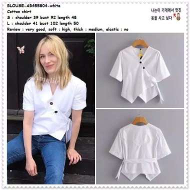 AB455804 Baju Atasan Kimono Blouse Wanita Korea Import Putih White