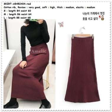 AB452404 Rok Span Panjang Rok Rajut Pensil Midi Skirt Wanita Import