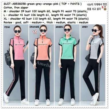 AB538258 Setelan Baju Olahraga Senam Wanita Celana Training Korea