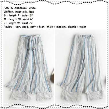 AB658260 Celana Panjang Kulot Maxi Garis Putih Wanita Korea Import