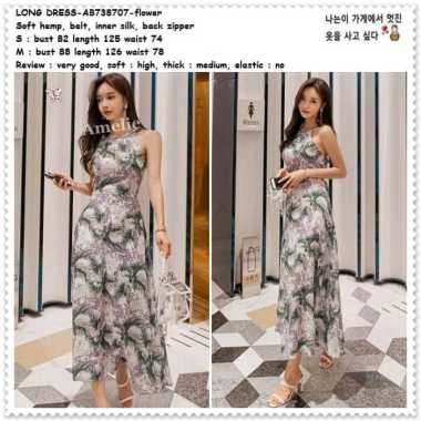 AB738707 Long Dress Maxi Midi Pantai Gaun Pesta Wanita Korea Import