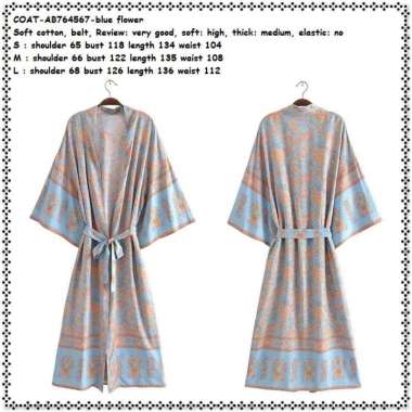 AB764567 Long Cardigan Kardigan Kimono Bunga Wanita Korea Import Tunik