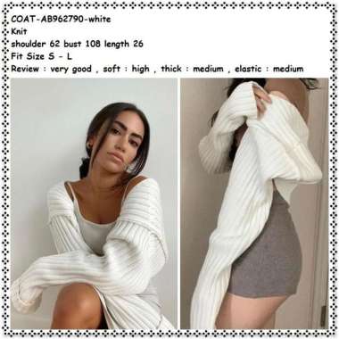 AB962790 Outer Crop Cardigan Kardigan Rajut Putih Wanita Korea Import