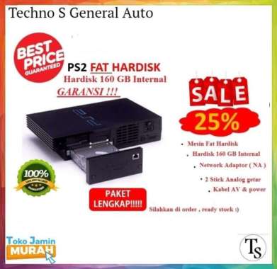 Sony Playstation 2 FAT + HARDISK 160GB + NA Ori + PAKET LENGKAP - PS PS2 Optik No MC