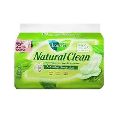 Promo Harga Laurier Natural Clean Wing 25cm 16 pcs - Blibli