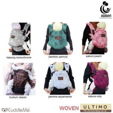 CuddleMe Woven Ultimo WCSSC Baby Carrier Gendongan 4 Posisi Plus Hipseat Cuddle Me Jasmine Aquamarin