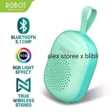 Robot RB20 Speaker Bluetooth 5.1 TWS Mini Small Kecil RGB Portable Like JBL Go Hijau Muda