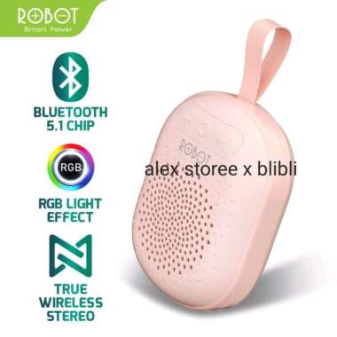 Robot RB20 Speaker Bluetooth 5.1 TWS Mini Small Kecil RGB Portable Like JBL Go Merah Muda