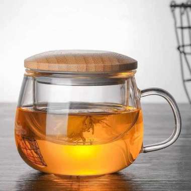 Gelas Cangkir Teh Tea Cup Mug with Infuser Filter - C225 320 Transparan