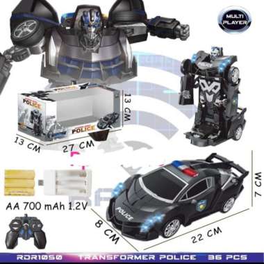 MAINAN RC MOBIL POLISI TRANSFORMER BISA BERUBAH JADI ROBOT