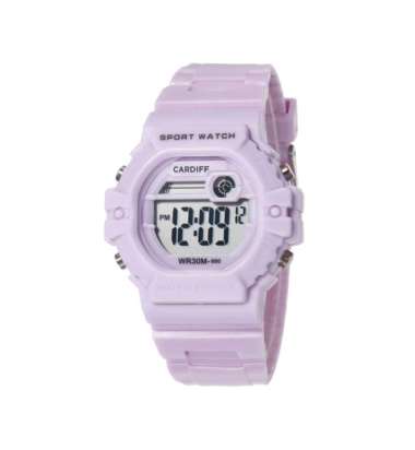 CARDIFF LCD 8660 Jam Tangan Sport Wanita Water Resist UNGU