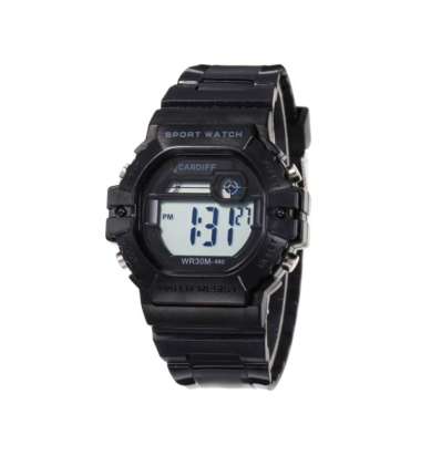 CARDIFF LCD 8660 Jam Tangan Sport Wanita Water Resist HITAM