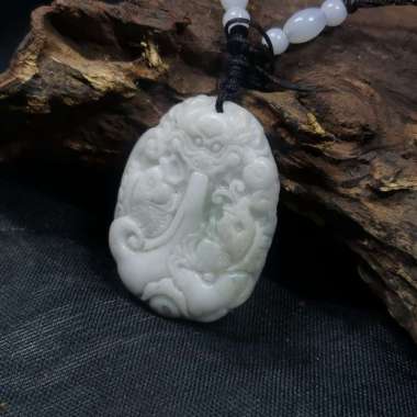 Kalung Batu Giok Asli Motif Naga Ikan Original