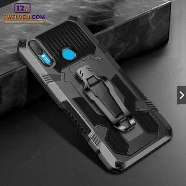Case Shockproof Vivo Y12i Armor Hardcase Stand Clip Warna Hitam