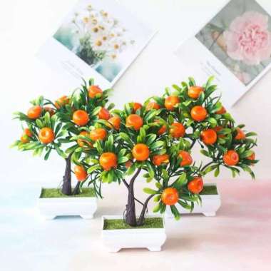 Tanaman Hias Buah Buahan Pohon Buah Bonsai Dekorasi Pot Bunga Artificial Panjangan Hiasan Plastik Jeruk