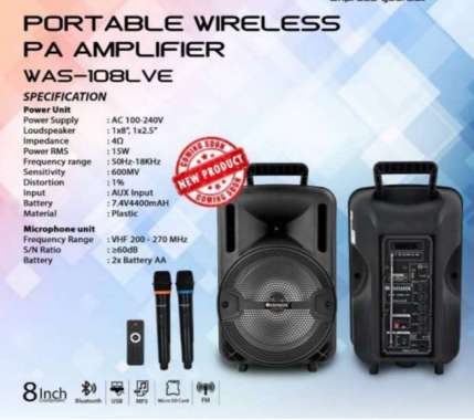 DISTRIBUTOR SPEAKER PORTABLE AIWA WAS 108 LVE BLUETOOTH