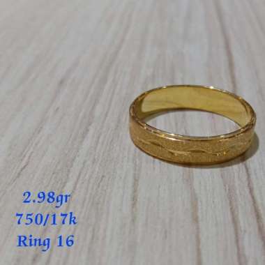 Cincin Ukir Pasir Emas Kuning Kadar 750/17K
