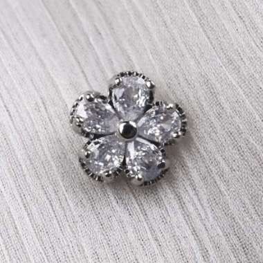 Kancing Bunga Hias Kristal Zircon Mewah Premium Import Kecil Silver Fleur Zircon